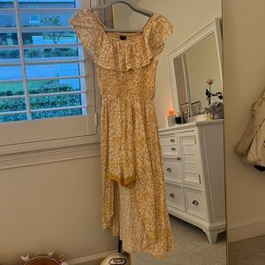 kid’s yellow floral romper with skirt from target (art class):)